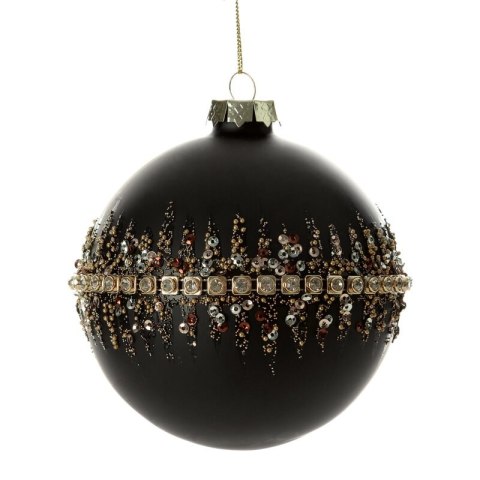 Christbaumschmuck Glas 489B 10CM schwarz gold