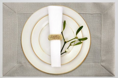 Tischdecke LANA beige silber 30x40 x4 Set