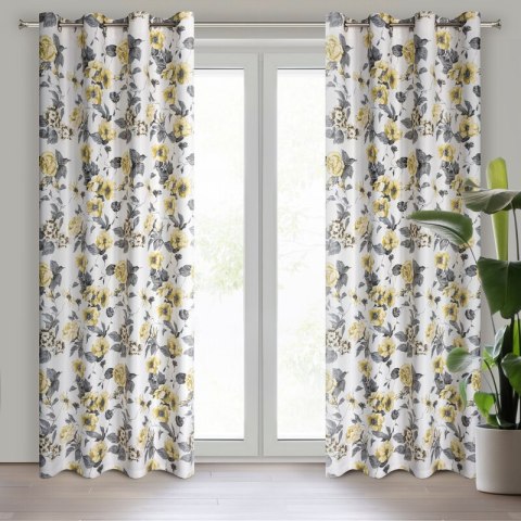 Vorhang DELIA weiß gelb 140x250 Ösen