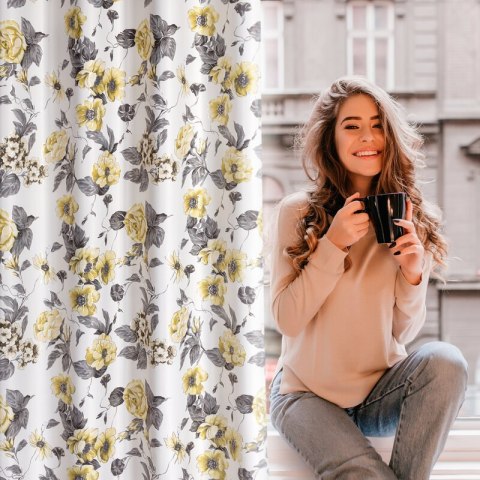 Vorhang DELIA weiß gelb 140x250 Ösen