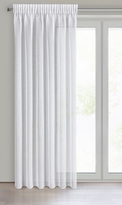 Gardine LeinA weiß silber 140x270 Kräuselband