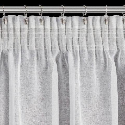 Gardine LeinA weiß silber 140x270 Kräuselband