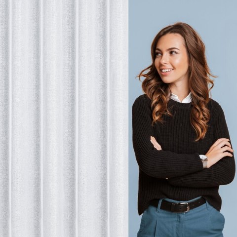 Gardine LeinA weiß silber 140x270 Kräuselband