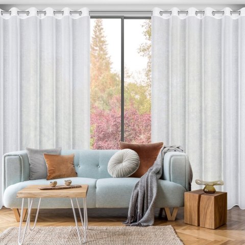 Gardine LeinA weiß silber 350x250 Ösen