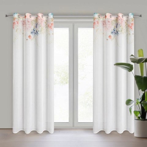Vorhang ARLENA weiß rosa 135x250 Ösen
