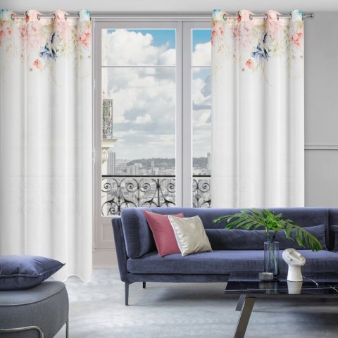 Vorhang ARLENA weiß rosa 135x250 Ösen