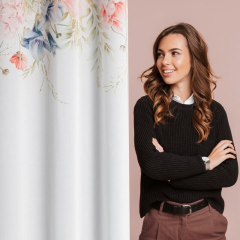 Vorhang ARLENA weiß rosa 135x250 Ösen