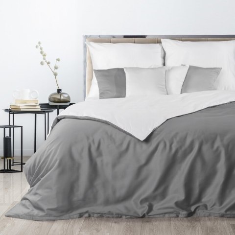 Bettwäsche garnitur NOVA3 weiß stahl 160x200 2x Kissenbezüge 70x80