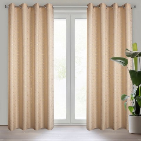 Vorhang EVI beige gold 140x250 Ösen
