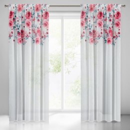 Vorhang EDEN weiß rosa 140x270 Kräuselband Tunnelzug