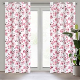 Vorhang CAREN weiß rosa 140x250 Ösen