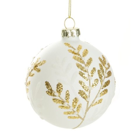 Christbaumschmuck Glas 409 8CM weiß gold