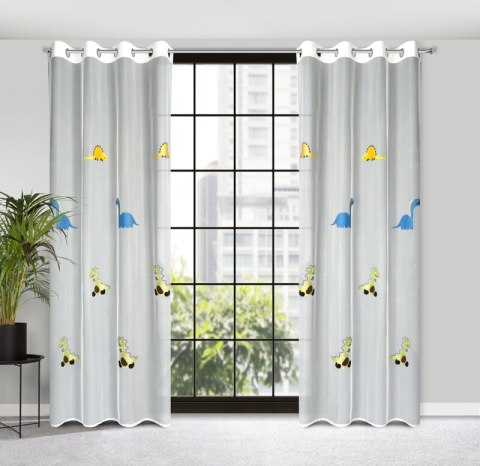 Gardine DINO weiß grün 140x250 Ösen