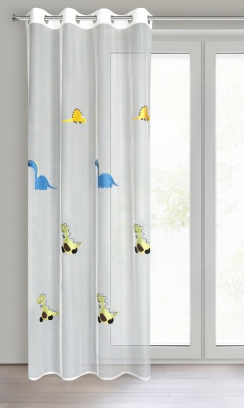 Gardine DINO weiß grün 140x250 Ösen