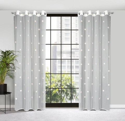 Gardine ELSA weiß rosa 140x250 Ösen