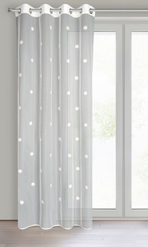 Gardine ELSA weiß rosa 140x250 Ösen