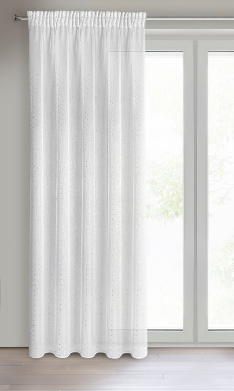 Gardine SIBEL weiß silber 140x270 Kräuselband