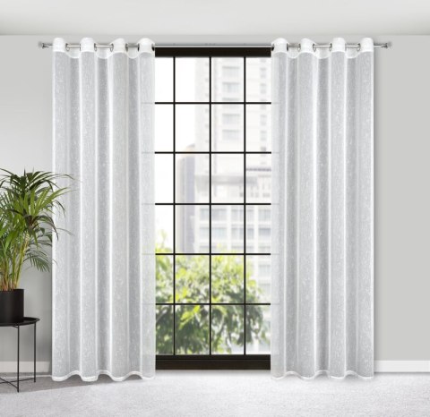 Gardine KELLY weiß silber 140x250 Ösen