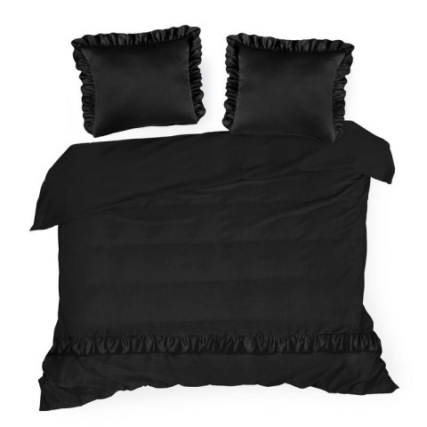 Bettwäsche garnitur Satin REINA23D 160x200 2x Kissenbezüge 70x80 schwarz