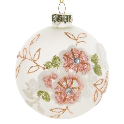 Christbaumschmuck Glas 164A 8CM weiß rosa