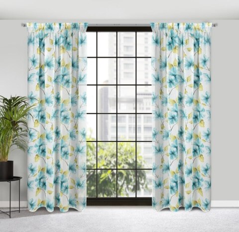 Gardine SOFIA weiß blau 140x270 Kräuselband