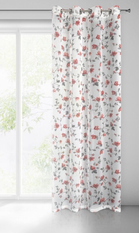 Gardine JEN weiß orange 140x250 Ösen