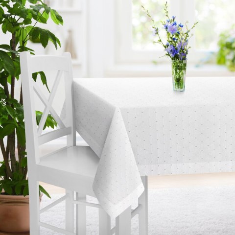 Tischdecke ELIZA weiß silber 145x400