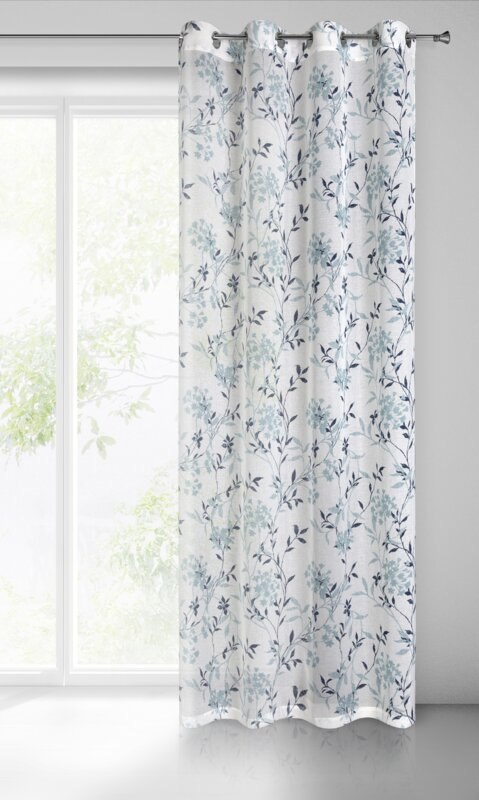 Gardine FIONA weiß blau 140x250 Ösen