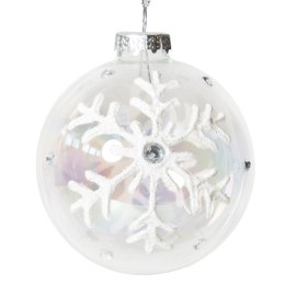 Christbaumschmuck Glas 118A 8CM weiß silber