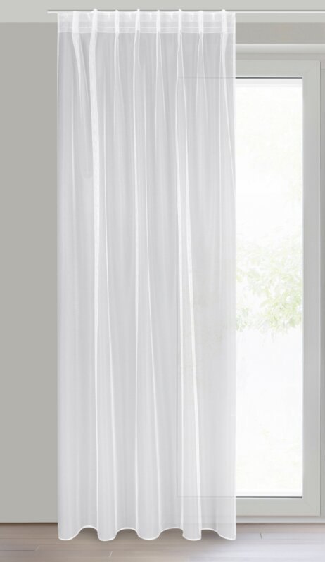 Gardine TONIA weiß 140x300 Kräuselband FLEx