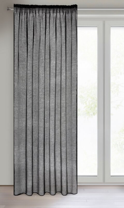 Gardine CELINE schwarz 140x270 Kräuselband
