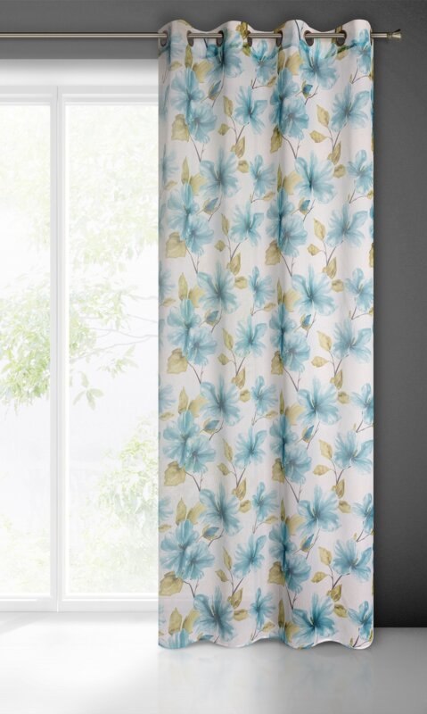 Gardine SOFIA weiß blau 140x250 Ösen