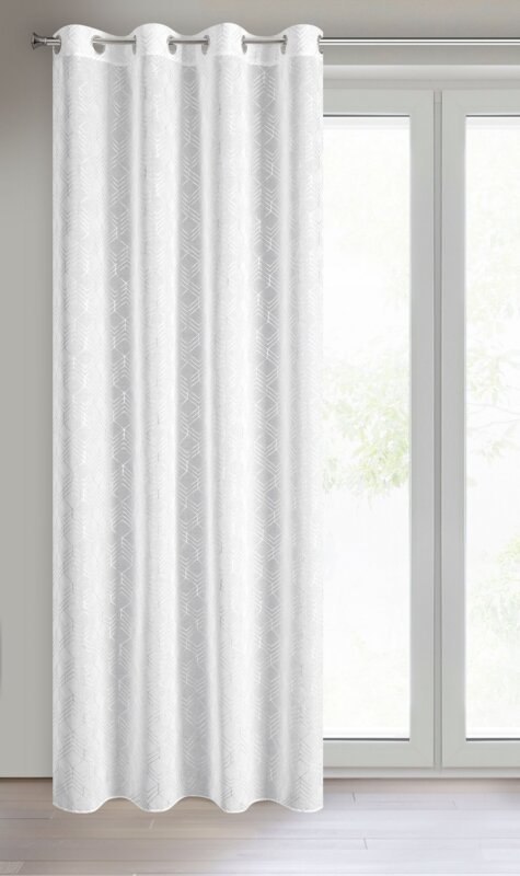 Gardine OLZA weiß silber 140x250 Ösen