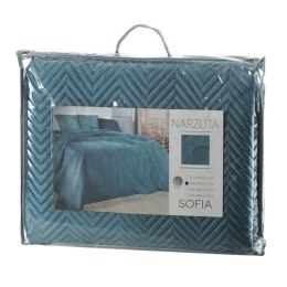 Tagesdecke Velours Samtdecke Gesteppt Steppdecke Klassische Decke SOFIA blau 220x240 cm blau