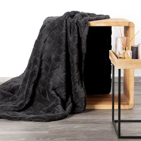 Wohndecke CARO, Design91, Karierte Kuscheldecke ideales Geschenk Weiche, warme Decke 70x160 cm stahl