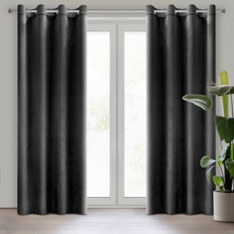 Samtvorhang Velours Vorhänge zum Wohnzimmer Prachtvoll Elegant schwarz 140x250 cm Ösen