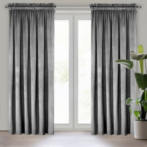 Samtvorhang Velours Vorhänge zum Wohnzimmer Prachtvoll Elegant stahl 135x300 cm Kräuselband