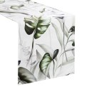 Tischdecke ELLEN 40X140 weiß grün mit botanischem Muster