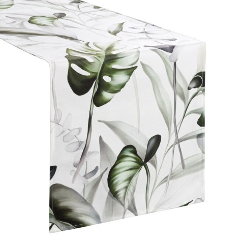 Tischdecke ELLEN 40X140 weiß grün mit botanischem Muster
