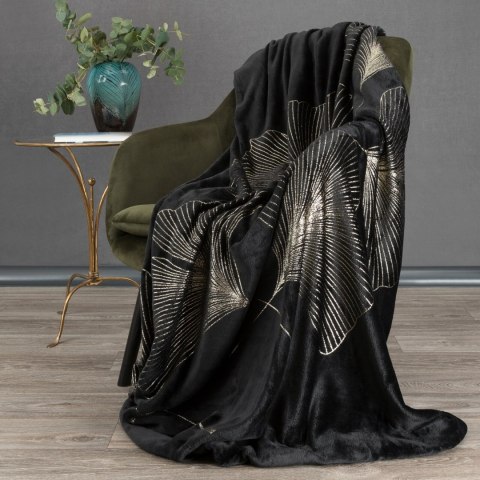 Elegante Decke mit Muster GINKO1 150x200 schwarz