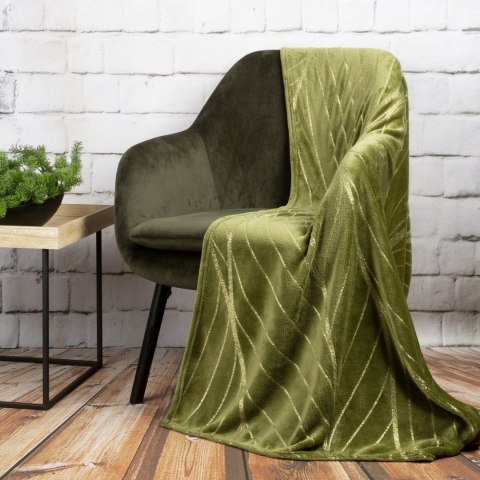 Prachtvolle Decke mit Muster LOTOS 4 150x200 olivengrün gold