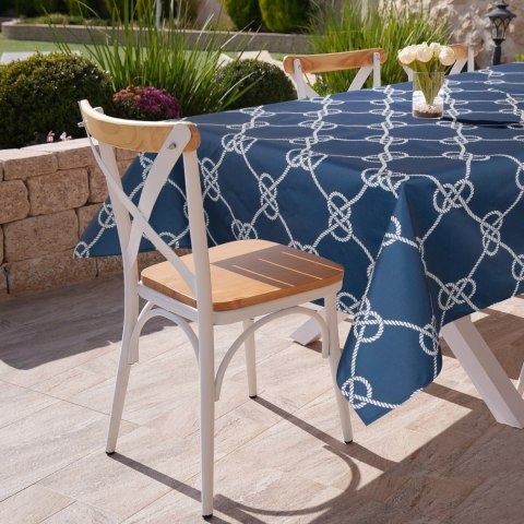 Tischdecke Garten Wassefest Outdoor 15G 140X220 dunkelblau weiß