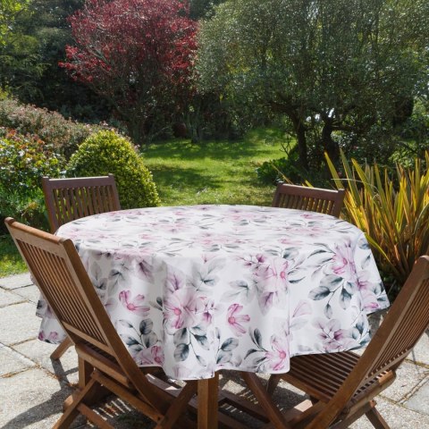 Tischdecke Garten Wassefest Outdoor 30E RD150 weiß rosa