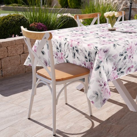 Tischdecke Garten Wassefest Outdoor 30G 140X220 weiß rosa