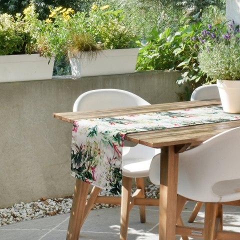 Tischdecke Garten Wassefest Outdoor 31B 40X140 weiß grün