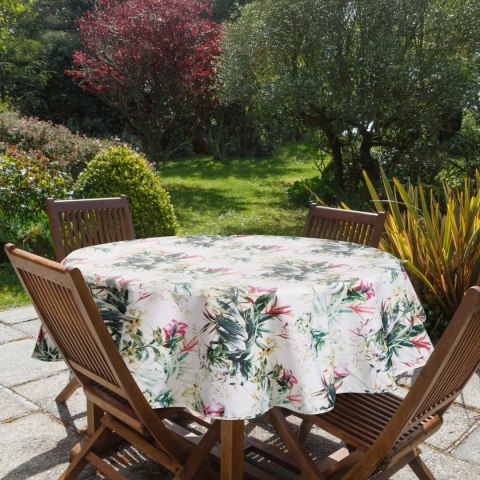 Tischdecke Garten Wassefest Outdoor 31E RD150 weiß grün