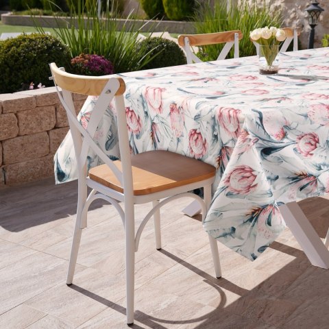 Tischdecke Garten Wassefest Outdoor 32G 140X220 weiß blau