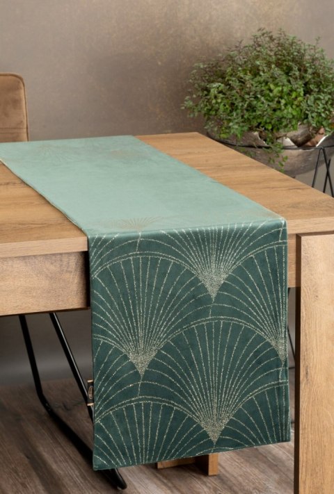 Tischdecke BLINK 14 35x140 dunkelminze Velvet Samt