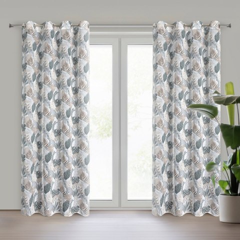 Vorhang AMELA weiß grün 140x250 Ösen