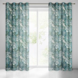 Vorhang ASTER dunkelminze weiß 140x250 Ösen